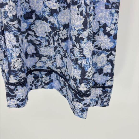 NWOT Sundance Blouse Top XS Blue Floral Smocked Puff Sleeve Lace Henley Tropical - Picture 4 of 6